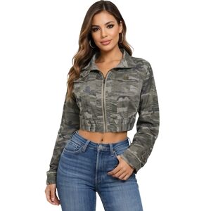 Periscope Camo Cropped Utility Jacket Military Cargo Full Zip Festival Grunge XL